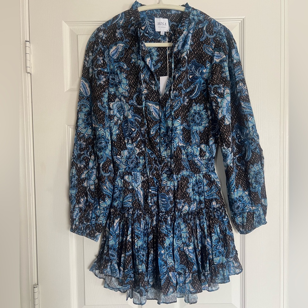 Misa Los Angeles Blue Floral Mini Dress